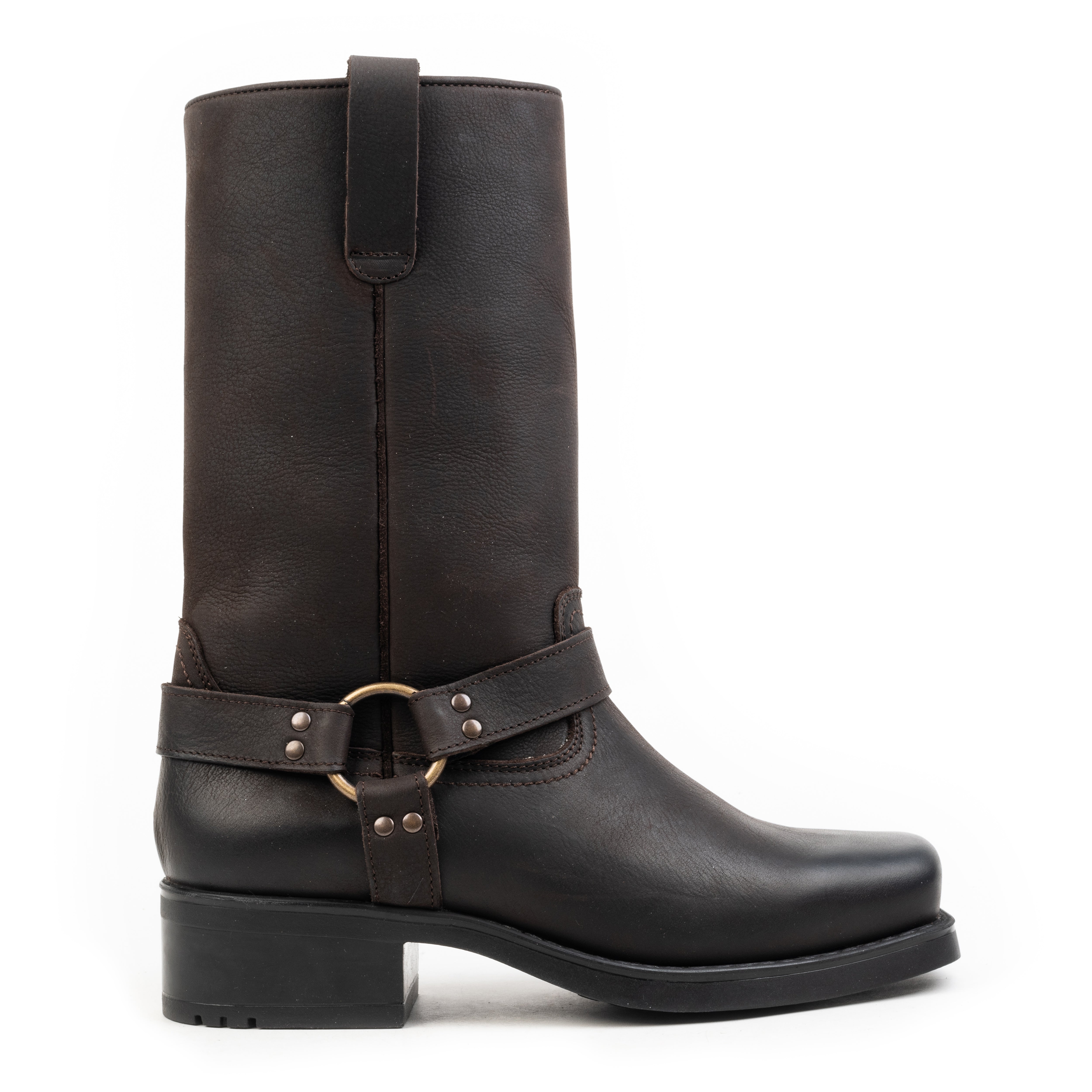 Atlas square harness boot Brown leather